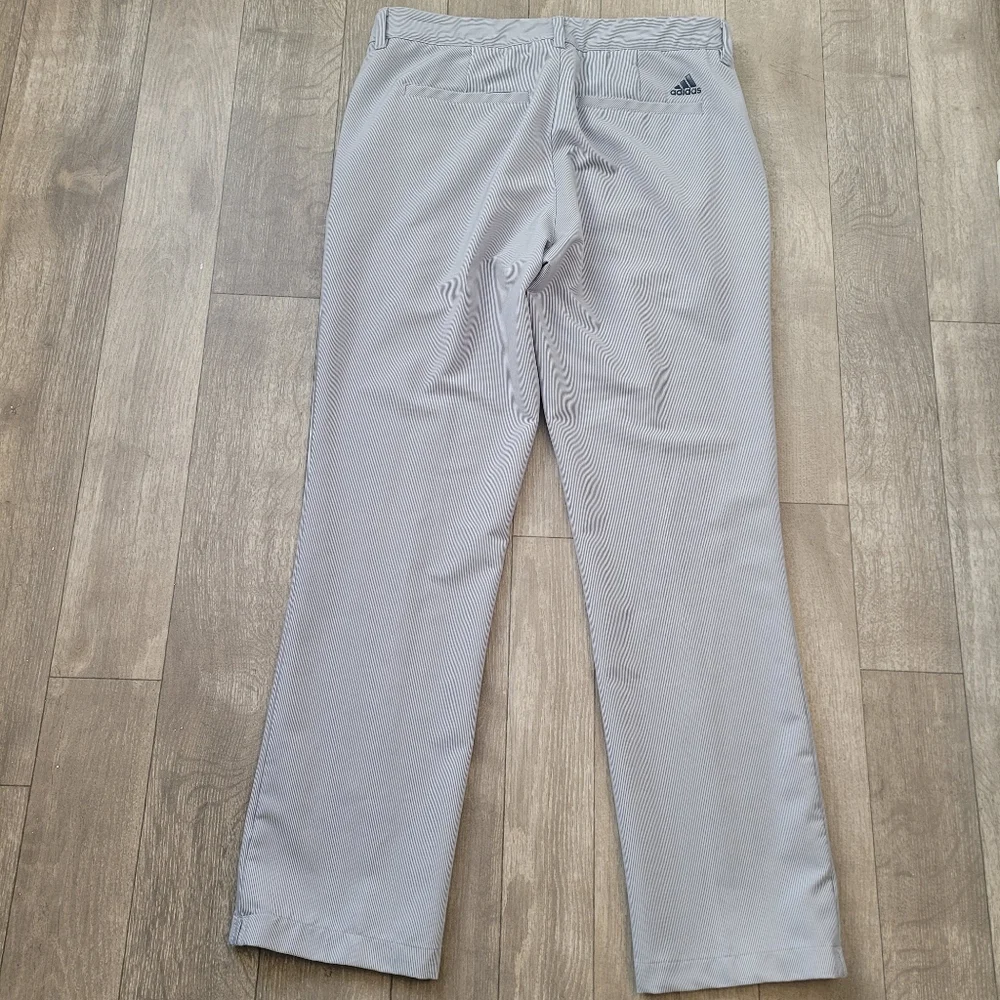 Adidas Mens Golf Pants Thin Pinstripe Size 32 X 30 Gray White
